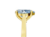 Yellow gold Fancy Blue Pear  Solitaire Diamond Ring with Four-Prong Setting and Tapered Band