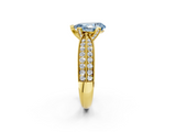 Yellow gold Fancy Blue Pear  Solitaire Diamond Ring with Milgrain Pavé Band and Four-Prong Setting_39