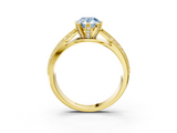 Yellow gold Fancy Blue Pear  Solitaire Diamond Ring with Milgrain Pavé Band and Four-Prong Setting_40