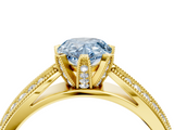 Yellow gold Fancy Blue Pear  Solitaire Diamond Ring with Milgrain Pavé Band and Four-Prong Setting_41
