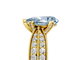 Yellow gold Fancy Blue Pear  Solitaire Diamond Ring with Milgrain Pavé Band and Four-Prong Setting_42