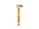 Yellow gold Fancy Blue Pear  Solitaire Diamond Ring with Milgrain and Black Enamel X Pattern Band_157