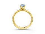 Yellow gold Fancy Blue Pear  Solitaire Diamond Ring with Milgrain and Black Enamel X Pattern Band_158