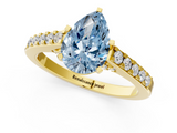 Yellow gold Fancy Blue Pear  Solitaire Diamond Ring with Pavé Band and Four-Prong Setting_65