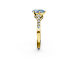 Yellow gold Fancy Blue Pear  Solitaire Diamond Ring with Pavé Band and Four-Prong Setting_66