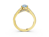 Yellow gold Fancy Blue Pear  Solitaire Diamond Ring with Pavé Band and Four-Prong Setting_67