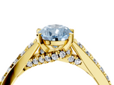 Yellow gold Fancy Blue Pear  Solitaire Diamond Ring with Pavé Band and Four-Prong Setting_68