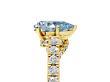 Yellow gold Fancy Blue Pear  Solitaire Diamond Ring with Pavé Band and Four-Prong Setting_69