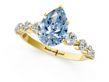 Yellow gold Fancy Blue Pear  Solitaire Diamond Ring with Pave Band and Four-Prong Setting_197