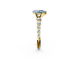 Yellow gold Fancy Blue Pear  Solitaire Diamond Ring with Pave Band and Four-Prong Setting_198