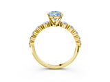 Yellow gold Fancy Blue Pear  Solitaire Diamond Ring with Pave Band and Four-Prong Setting_199
