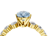 Yellow gold Fancy Blue Pear  Solitaire Diamond Ring with Pave Band and Four-Prong Setting_200