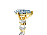 Yellow gold Fancy Blue Pear  Solitaire Diamond Ring with Pave Band and Four-Prong Setting_201