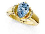 Yellow gold Fancy Blue Pear  Solitaire Diamond Ring with Pave Band and Six-Prong Setting_33