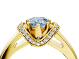 Yellow gold Fancy Blue Pear  Solitaire Diamond Ring with Pave Band and Six-Prong Setting_36