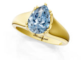 Yellow gold Fancy Blue Pear  Solitaire Diamond Ring with Six-Prong Cathedral Setting_33