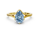 Yellow gold Fancy Blue Pear  Solitaire Diamond Ring with Six-Prong Setting and Tapered Band_17