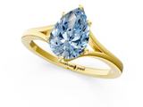 Yellow gold Fancy Blue Pear  Solitaire Diamond Ring with Six-Prong Setting and Tapered Band_18