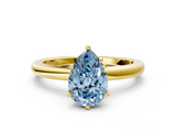Yellow gold Fancy Blue Pear  Solitaire Diamond Ring with Six-Prong Setting on a Classic Band_3