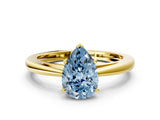 Yellow gold Fancy Blue Pear  Solitaire Diamond Ring with Split Shank and Four-Prong Setting_12