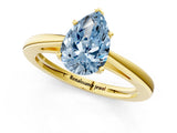 Yellow gold Fancy Blue Pear  Solitaire Diamond Ring with Split Shank and Four-Prong Setting_13