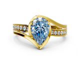 Yellow gold Fancy Blue Pear  Solitaire Diamond Ring with Split Shank and Prong Setting_41