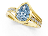 Yellow gold Fancy Blue Pear  Solitaire Diamond Ring with Split Shank and Prong Setting_42