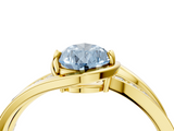 Yellow gold Fancy Blue Pear  Solitaire Diamond Ring with Split Shank and Prong Setting_45