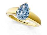 Yellow gold Fancy Blue Pear  Solitaire Diamond Ring with Tapered Band and Four-Prong Setting_50