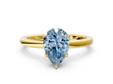 Yellow gold Fancy Blue Pear  Solitaire Diamond Ring with Thin Band and Four-Prong Setting_3