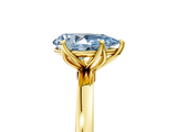 Yellow gold Fancy Blue Pear  Solitaire Diamond Ring with Thin Band and Four-Prong Setting_8