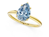 Yellow gold Fancy Blue Pear  Solitaire Diamond Ring with a Classic Band and Four-Prong Setting 2