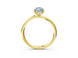 Yellow gold Fancy Blue Pear  Solitaire Diamond Ring with a Classic Band and Four-Prong Setting 4