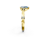 Yellow gold Fancy Blue Pear  Solitaire Diamond Twisted Band with Four-Prong Setting_61