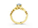 Yellow gold Fancy Blue Pear  Solitaire Diamond Twisted Band with Four-Prong Setting_62