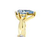 Yellow gold Fancy Blue Pear  Solitaire Diamond Twisted Band with Four-Prong Setting_64