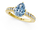 Yellow gold Fancy Blue Pear  Solitaire Diamond with Pavé Band and Four-Prong Setting_33