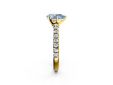 Yellow gold Fancy Blue Pear  Solitaire Diamond with Pavé Band and Four-Prong Setting_34