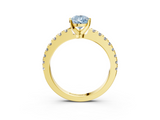Yellow gold Fancy Blue Pear  Solitaire Diamond with Pavé Band and Four-Prong Setting_35