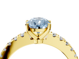 Yellow gold Fancy Blue Pear  Solitaire Diamond with Pavé Band and Four-Prong Setting_36
