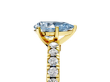 Yellow gold Fancy Blue Pear  Solitaire Diamond with Pavé Band and Four-Prong Setting_37