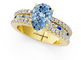 Yellow gold Fancy Blue Pear  Solitaire Diamond with Pave and Channel Set Band_58