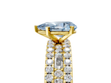Yellow gold Fancy Blue Pear  Solitaire Diamond with Pave and Channel Set Band_62