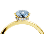 Yellow gold Fancy Blue Pear  Solitaire Engagement Ring with Cathedral Band and Four-Prong Setting_25