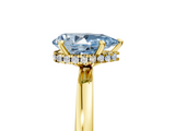 Yellow gold Fancy Blue Pear  Solitaire Engagement Ring with Cathedral Band and Four-Prong Setting_26