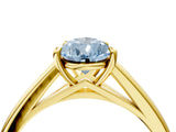 Yellow gold Fancy Blue Pear  Solitaire Engagement Ring with Four-Prong Setting and Classic Band 1