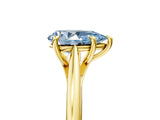 Yellow gold Fancy Blue Pear  Solitaire Engagement Ring with Four-Prong Setting and Classic Band 2