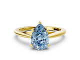 Yellow gold Fancy Blue Pear  Solitaire Engagement Ring with Four-Prong Setting and Classic Band 3