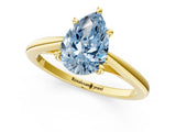 Yellow gold Fancy Blue Pear  Solitaire Engagement Ring with Four-Prong Setting and Classic Band 4