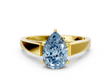 Yellow gold Fancy Blue Pear  Solitaire Engagement Ring with Four-Prong Setting and Tapered Band_3